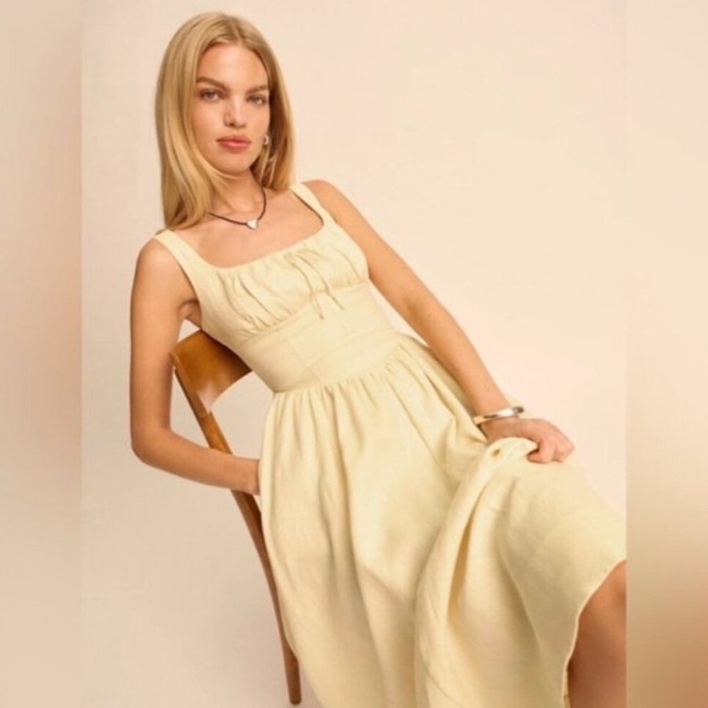 Reformation Cream Midi Dress